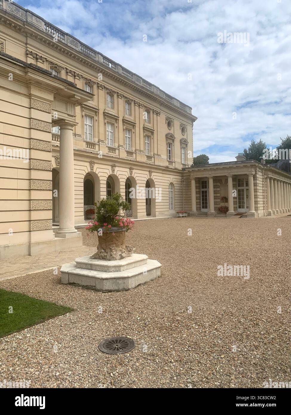 Chateau Bizi France French monument historic place gardens museum old ancient fountain water lake piano harp playing play people performance - Smartphone Captured Stock Image