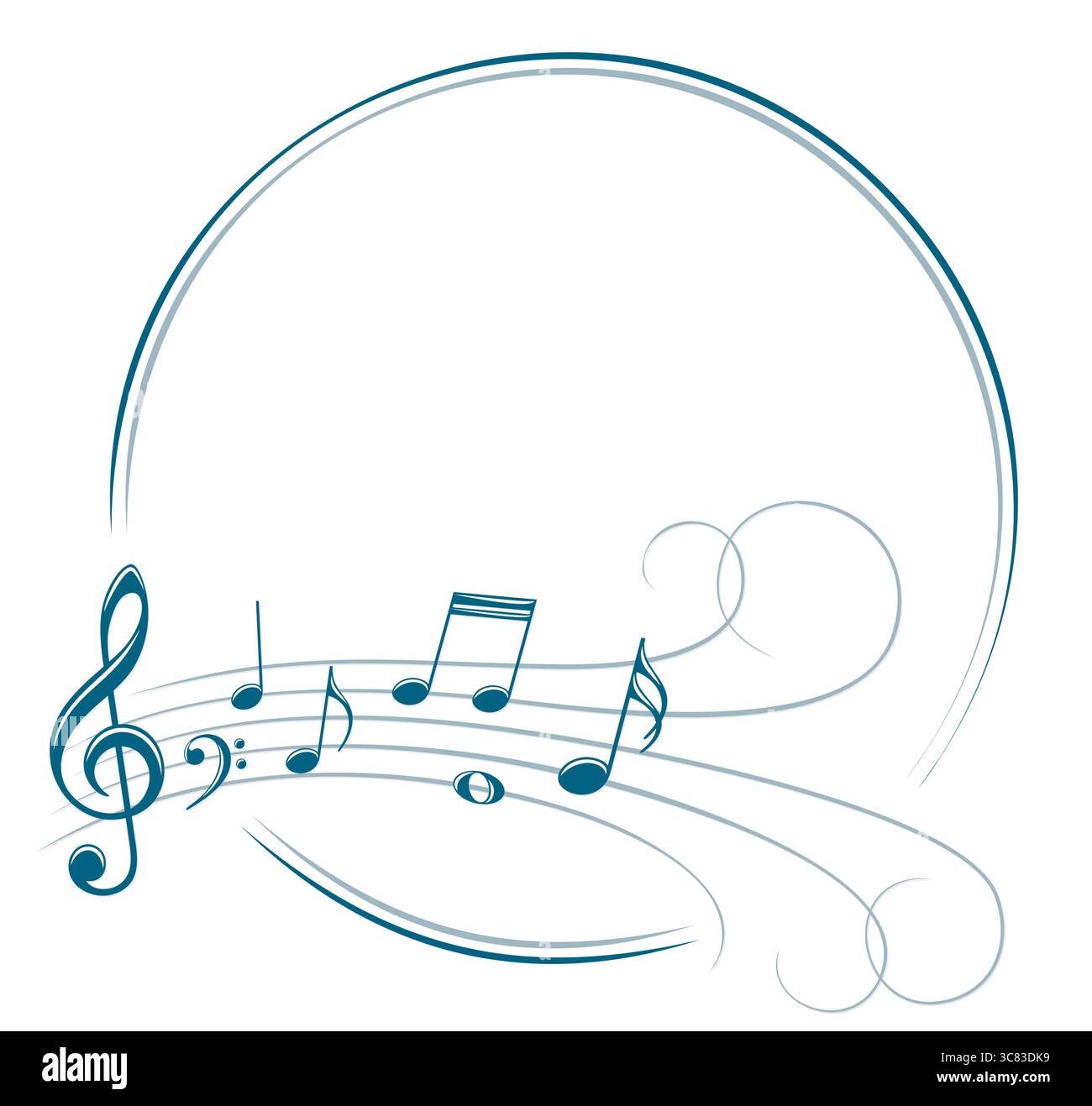 The stylized blue frame with music notes. Stock Vector