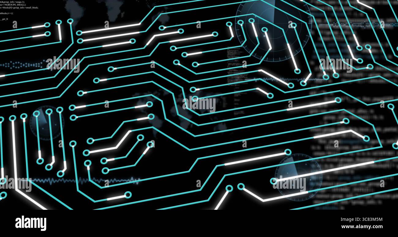Glowing data circuits map hi-res stock photography and images - Alamy