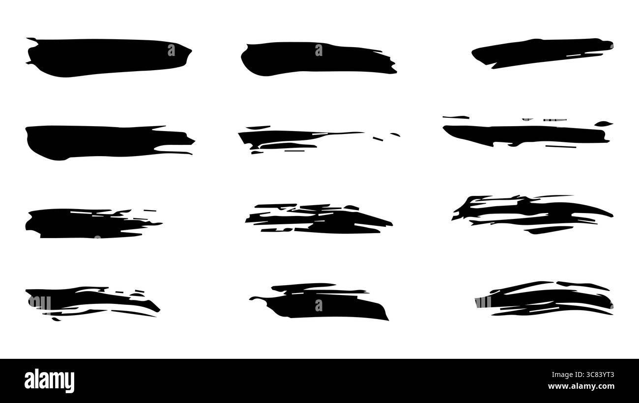 Brushes and elements for notes highlighting text. Vector illustration. Stock Vector