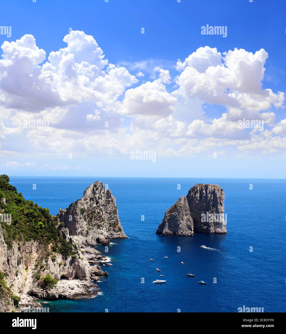 Top view on Faraglioni Rocks, Capri Island, Italy. Aerial view of ...