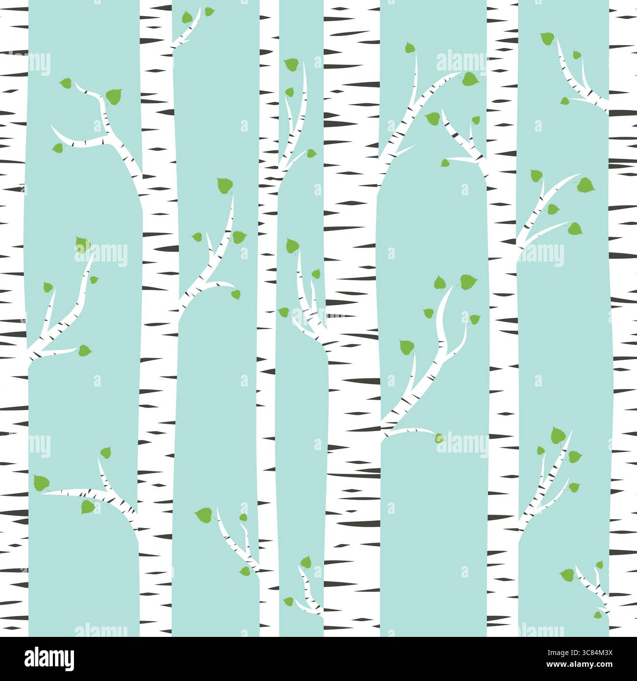 Seamless background with summer birch forest. Stock Vector