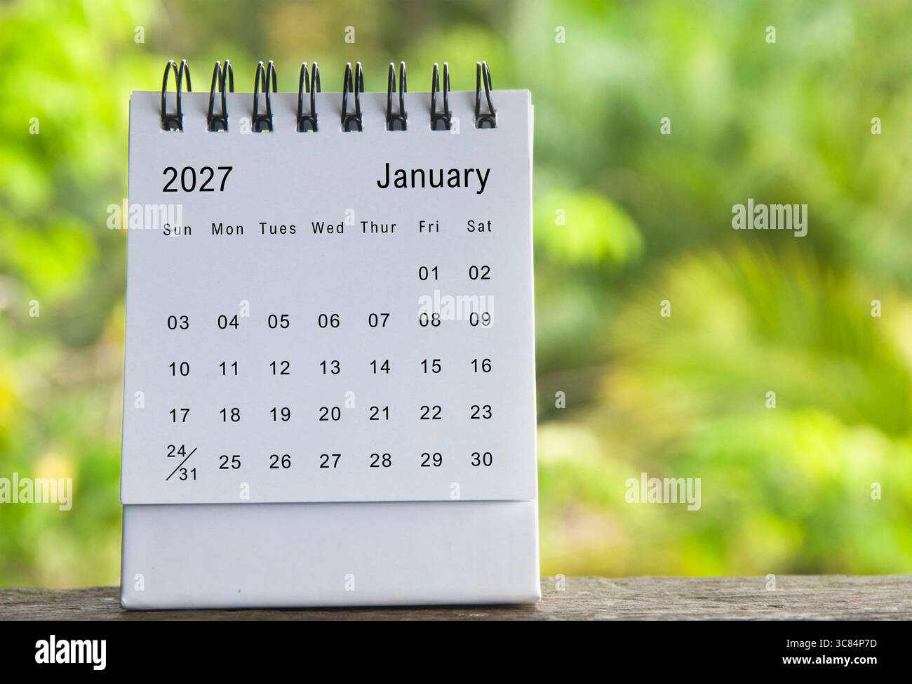 January 2027 calendar with blurred nature background. Copy space Stock  Photo - Alamy