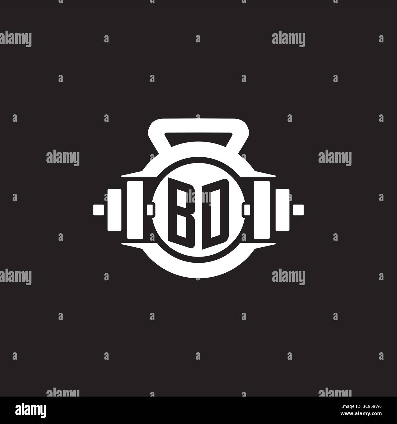 Initial BD logo design ideas with simple dumbbell and kettlebell icon vector graphic vector graphic Stock Vector