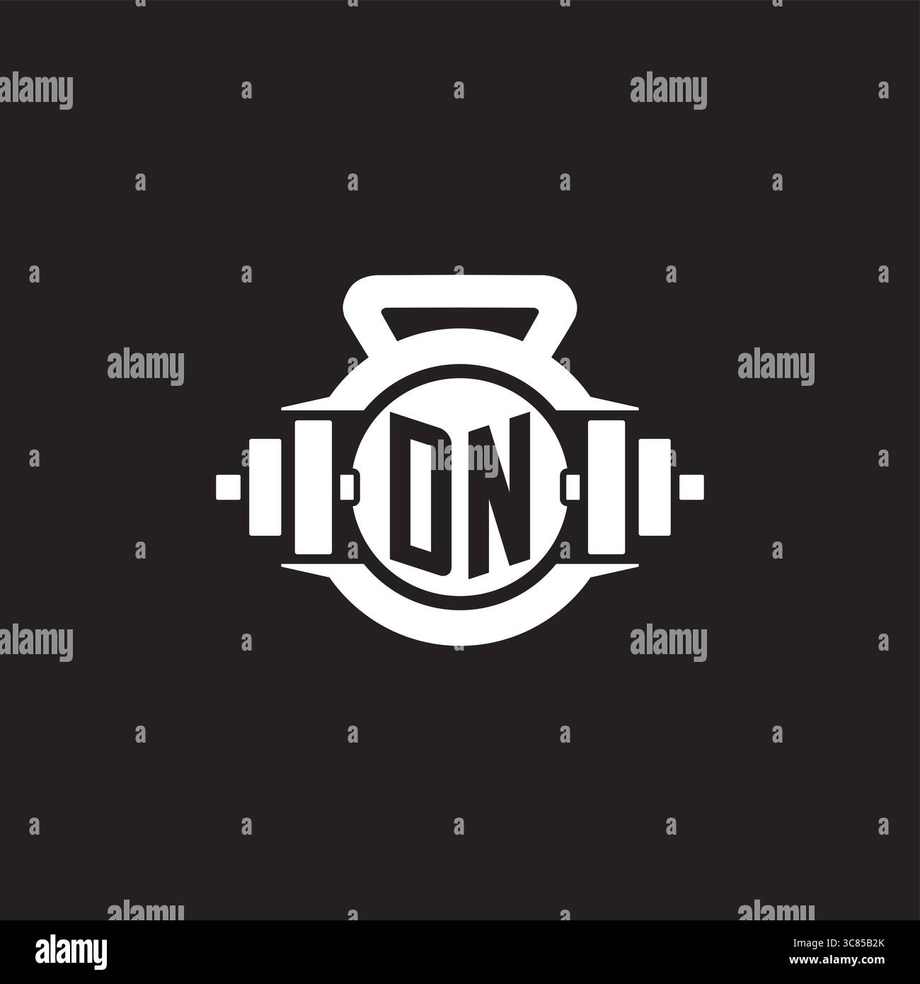 Initial DN logo design ideas with simple dumbbell and kettlebell icon vector graphic vector graphic Stock Vector