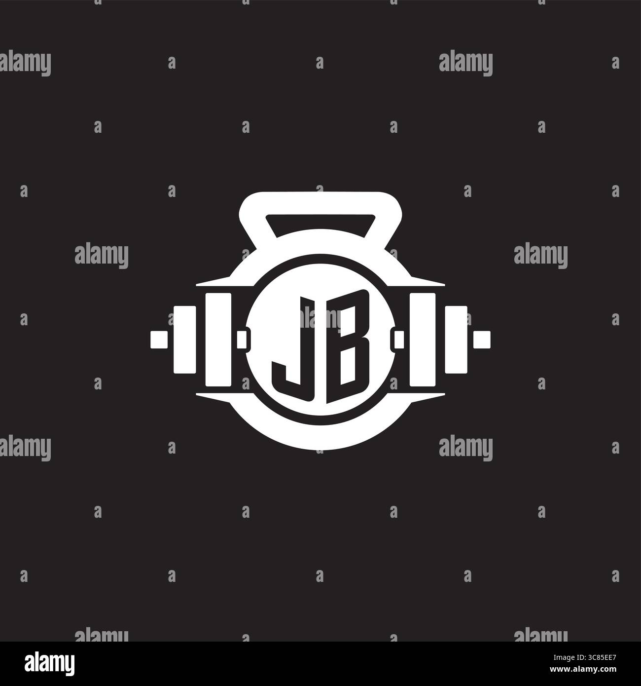 Initial JB logo design ideas with simple dumbbell and kettlebell icon vector graphic vector graphic Stock Vector