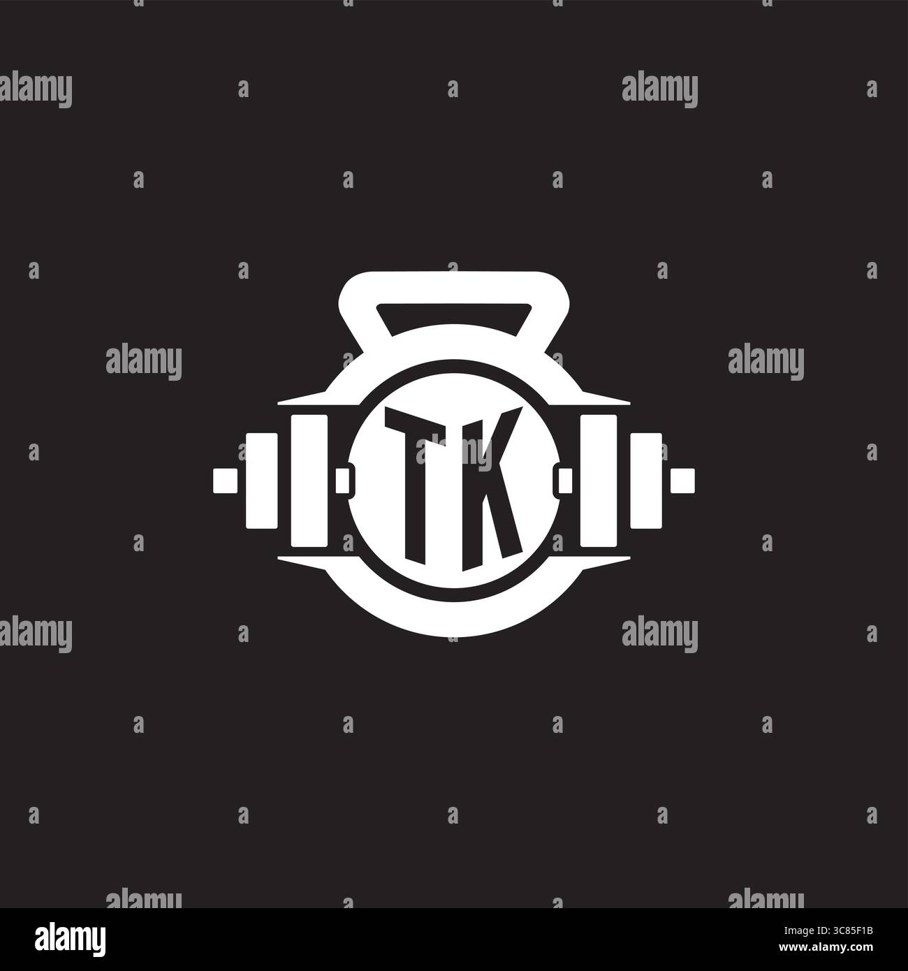 Initial TK logo design ideas with simple dumbbell and kettlebell icon vector graphic vector graphic Stock Vector