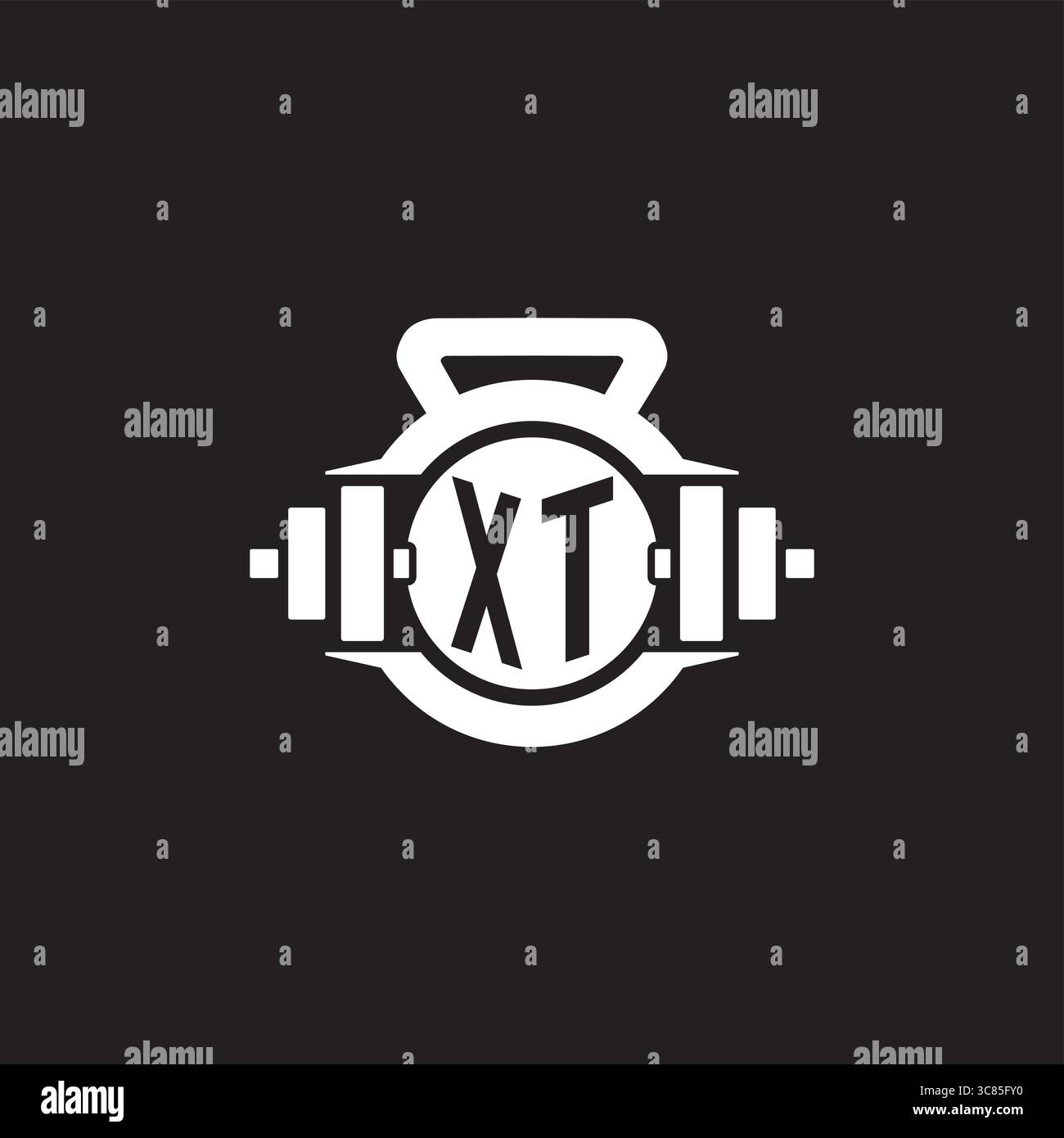 Initial XT logo design ideas with simple dumbbell and kettlebell icon vector graphic vector graphic Stock Vector