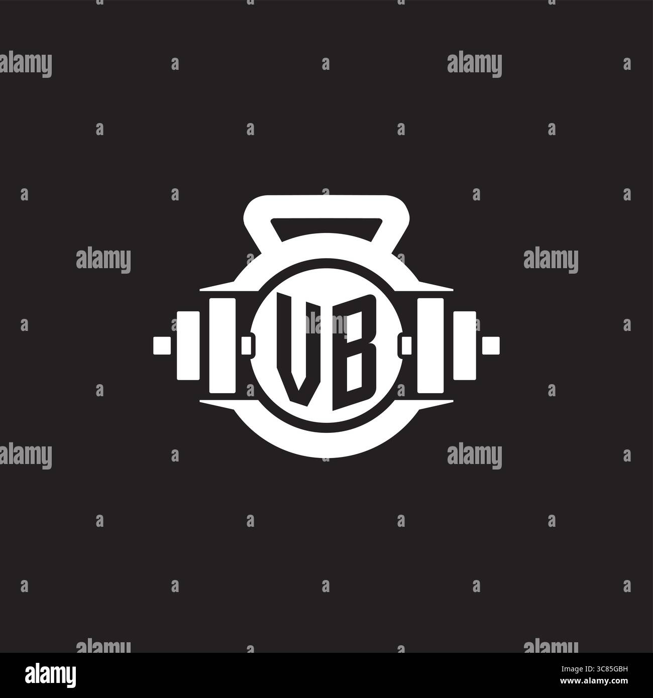 Initial VB logo design ideas with simple dumbbell and kettlebell icon vector graphic vector graphic Stock Vector