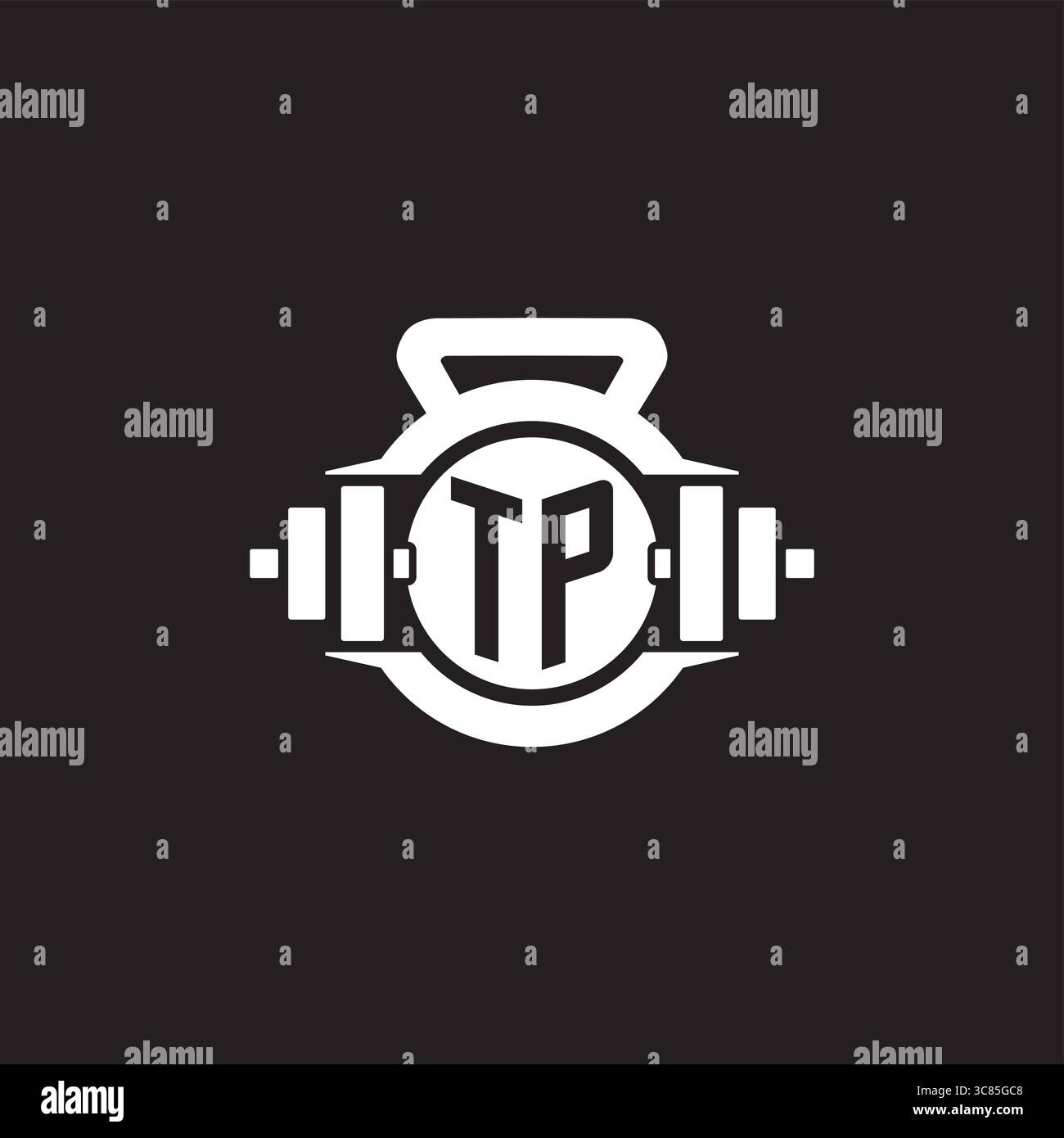 Initial TP logo design ideas with simple dumbbell and kettlebell icon vector graphic vector graphic Stock Vector
