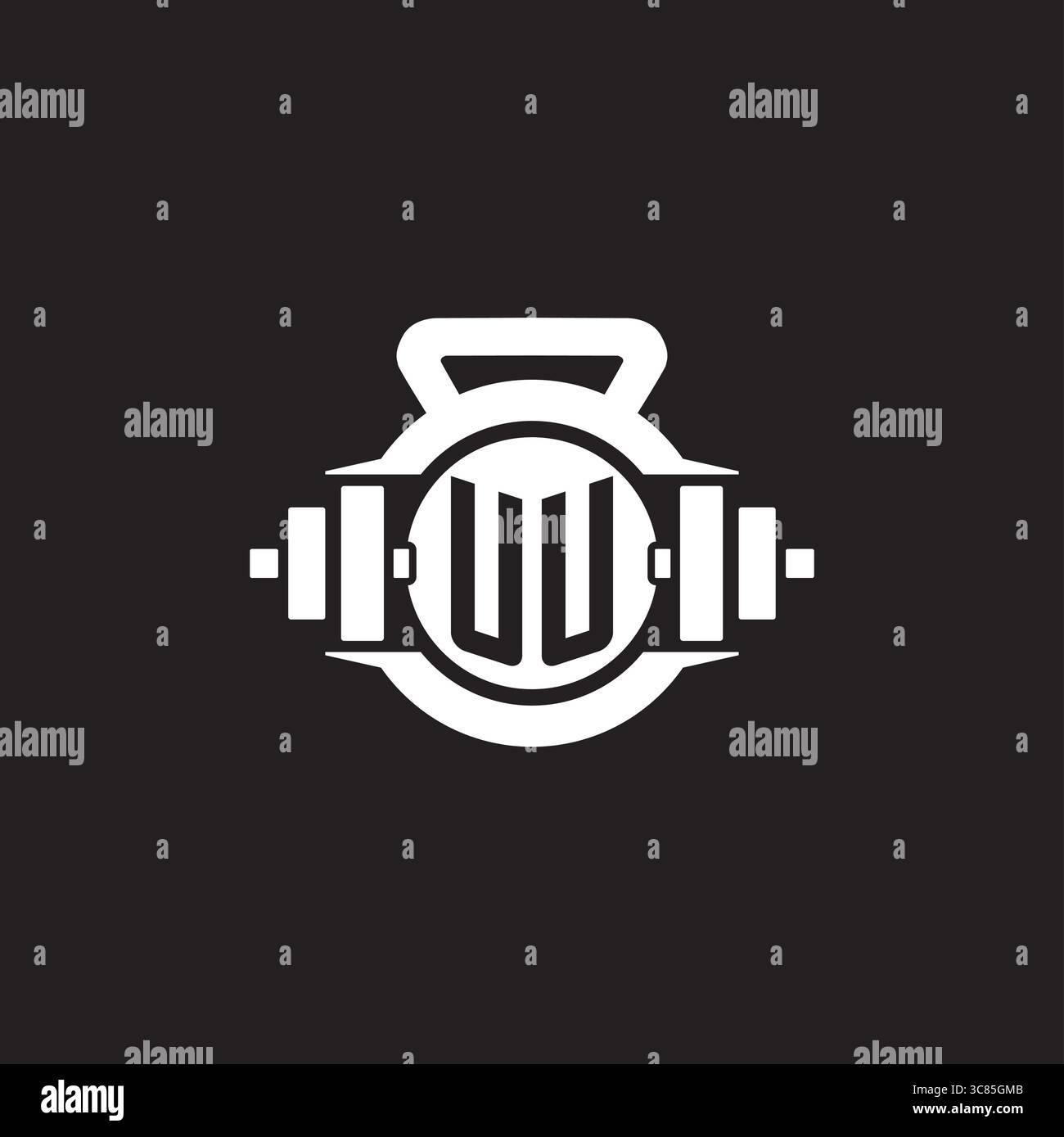 Initial UU logo design ideas with simple dumbbell and kettlebell icon vector graphic vector graphic Stock Vector