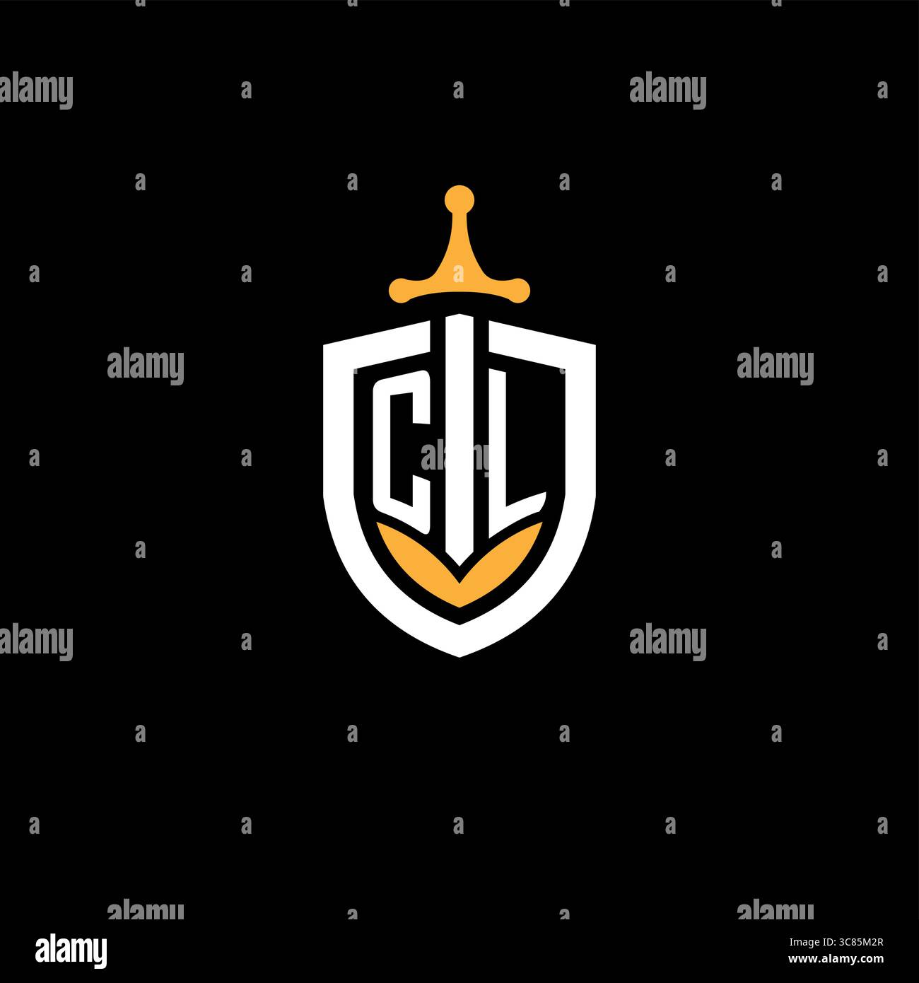 Creative letter CL logo gaming esport with shield vector graphic Stock Vector