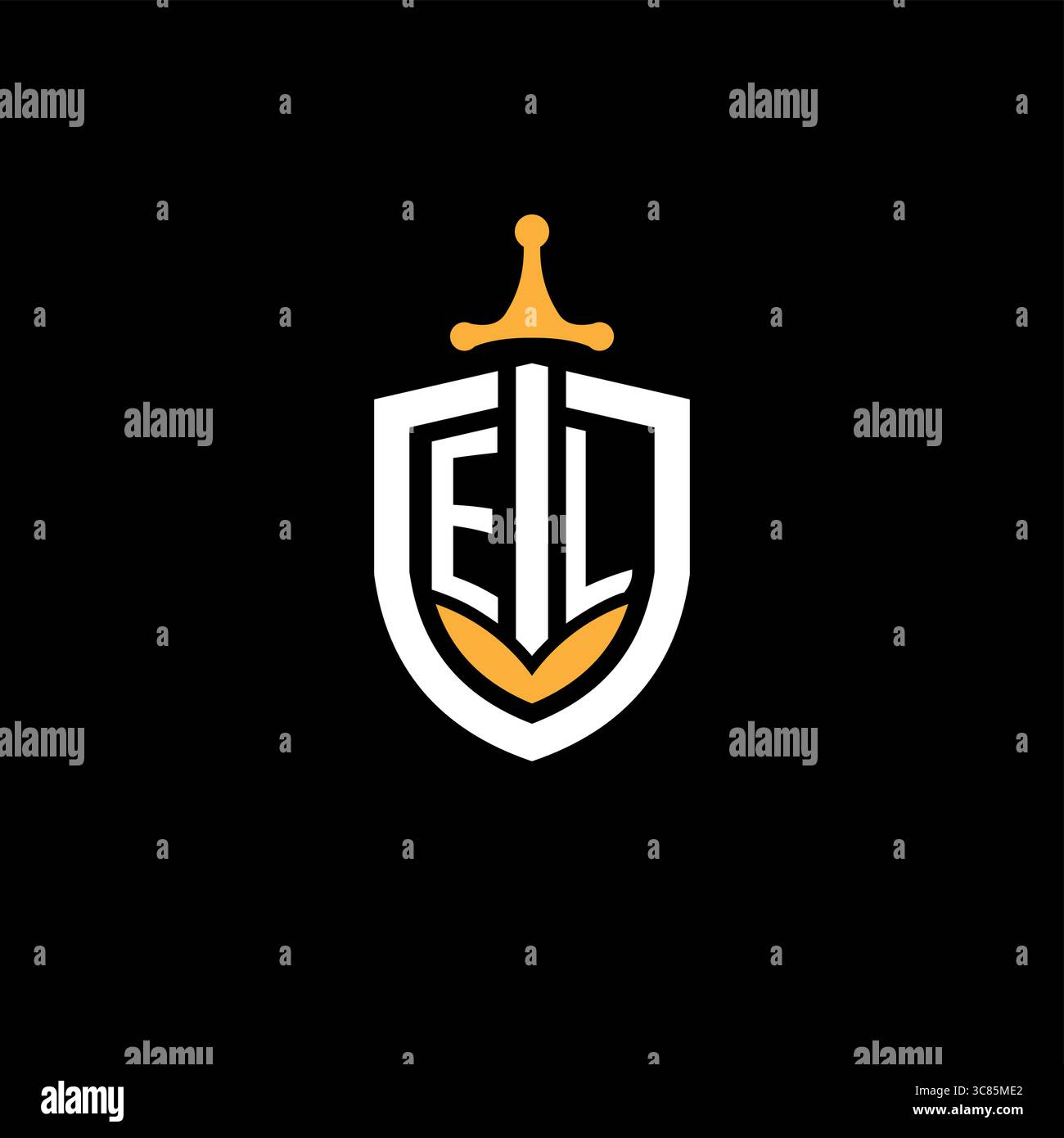 Creative letter EL logo gaming esport with shield vector graphic Stock Vector