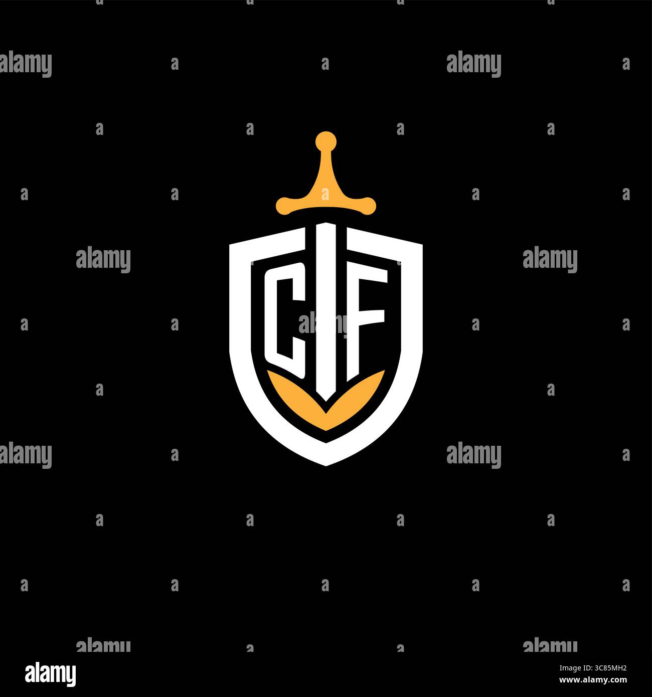 Creative letter CF logo gaming esport with shield vector graphic Stock Vector