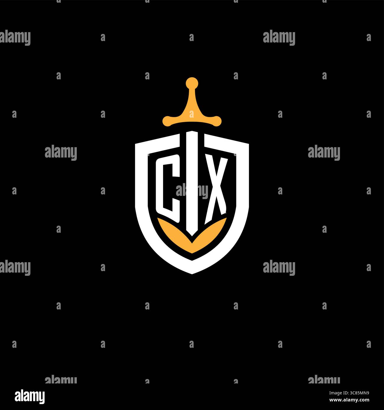 Creative letter CX logo gaming esport with shield vector graphic Stock Vector
