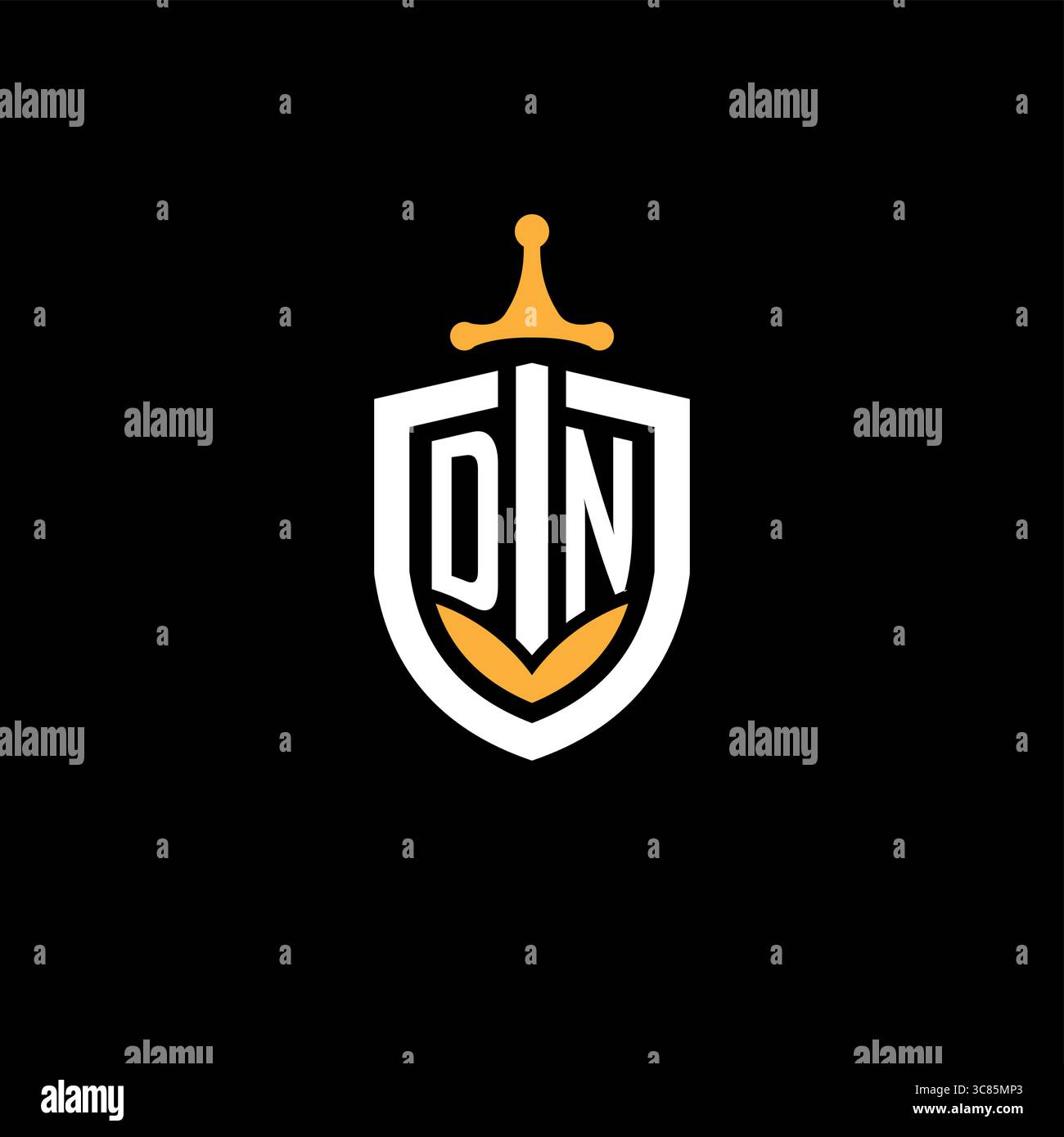 Creative letter DN logo gaming esport with shield vector graphic Stock Vector