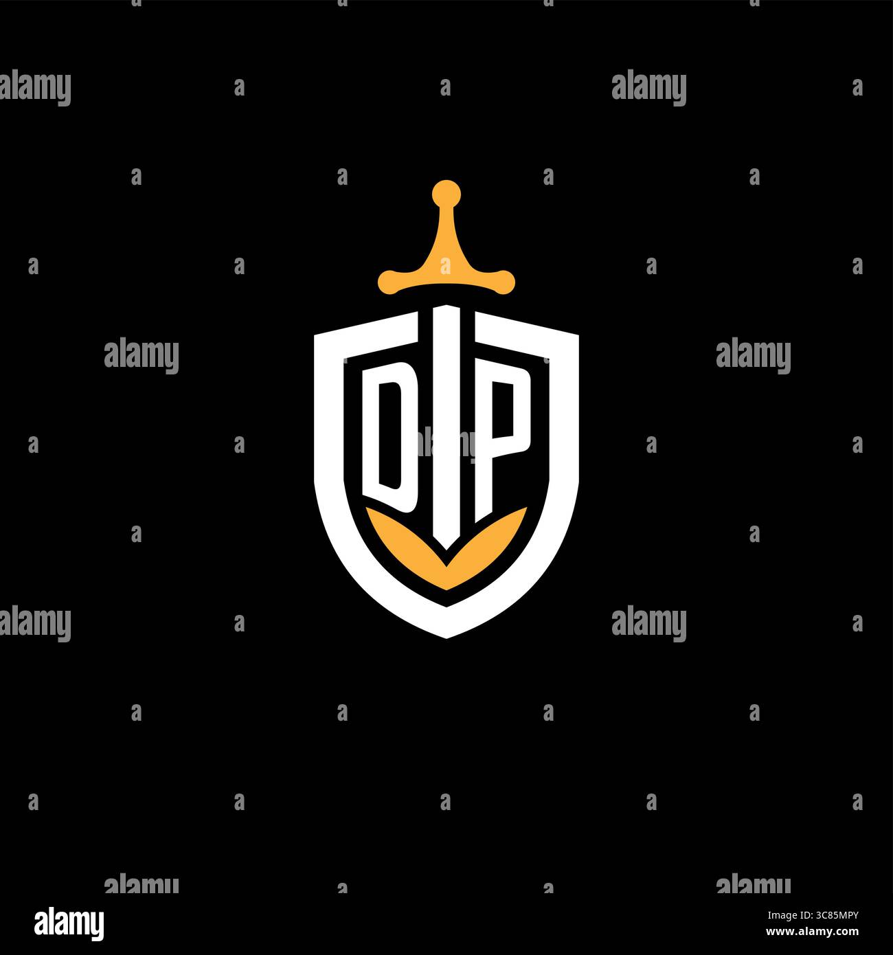 Creative letter DP logo gaming esport with shield vector graphic Stock Vector