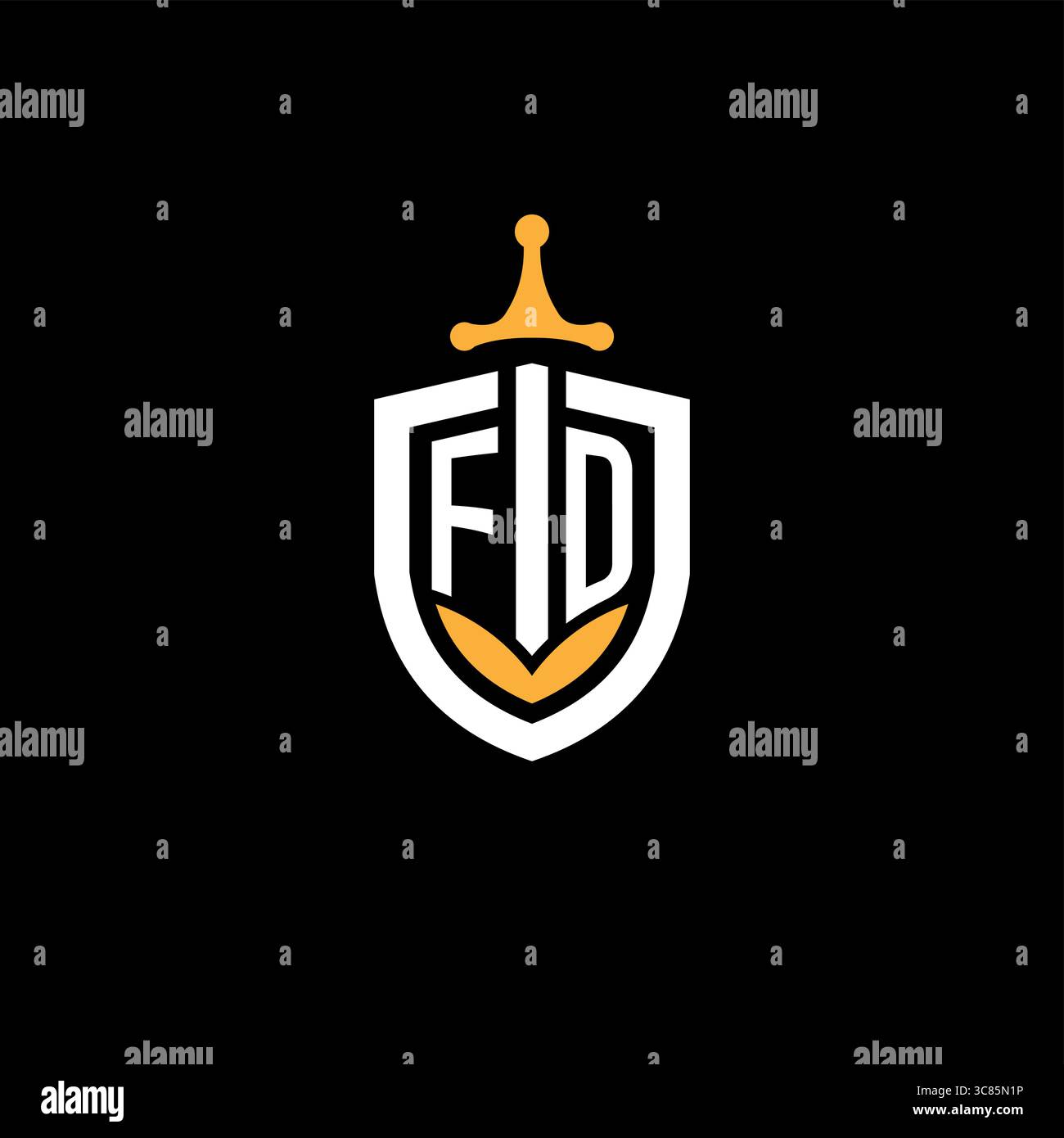 Creative letter FD logo gaming esport with shield vector graphic Stock Vector