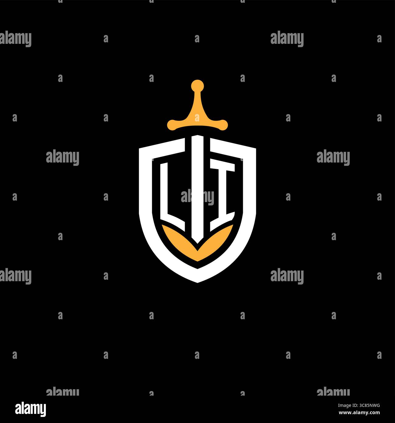 Creative letter LI logo gaming esport with shield vector graphic Stock Vector