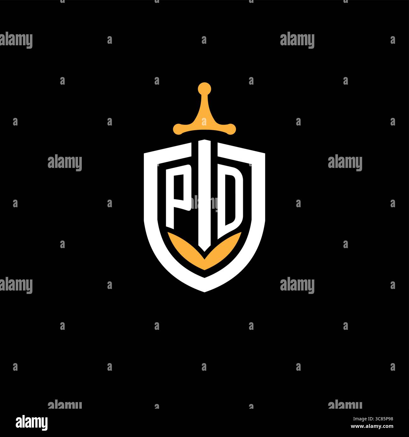 Creative letter PD logo gaming esport with shield vector graphic Stock Vector