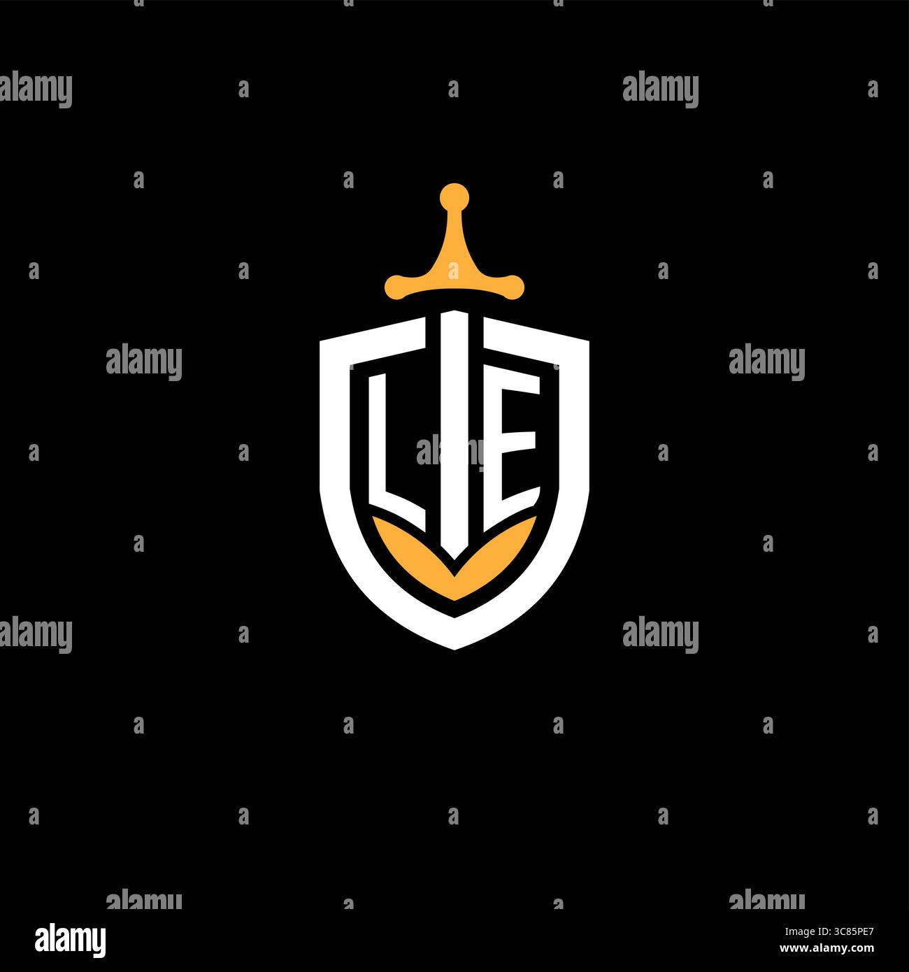 Creative letter LE logo gaming esport with shield vector graphic Stock Vector