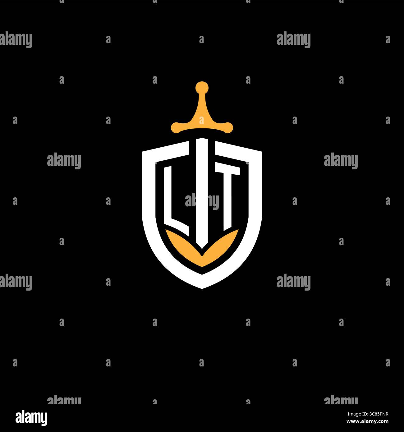 Creative letter LT logo gaming esport with shield vector graphic Stock Vector
