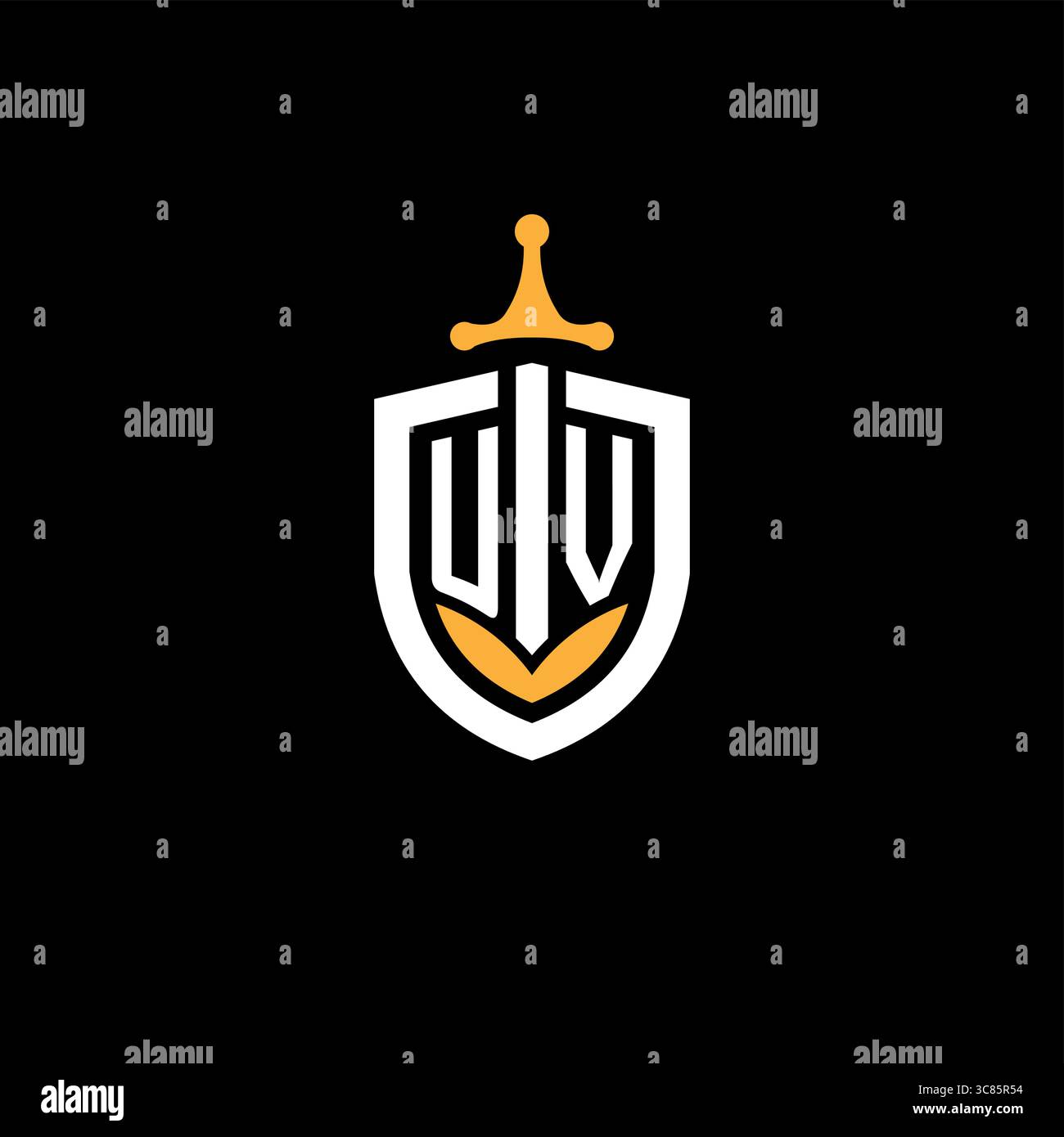 Creative letter UV logo gaming esport with shield vector graphic Stock Vector