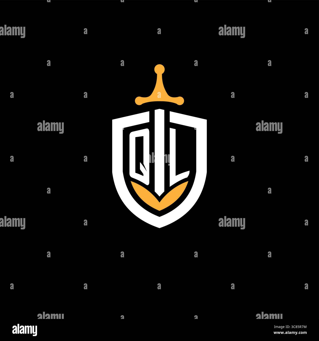 Creative letter QL logo gaming esport with shield vector graphic Stock ...
