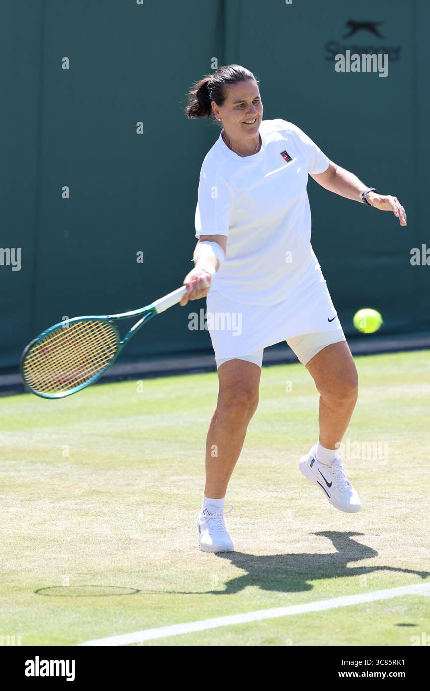 Conchita Martinez of Spain in the Mixed Invitation Doubles tennis Wimbledon championships 2025 Stock Photo