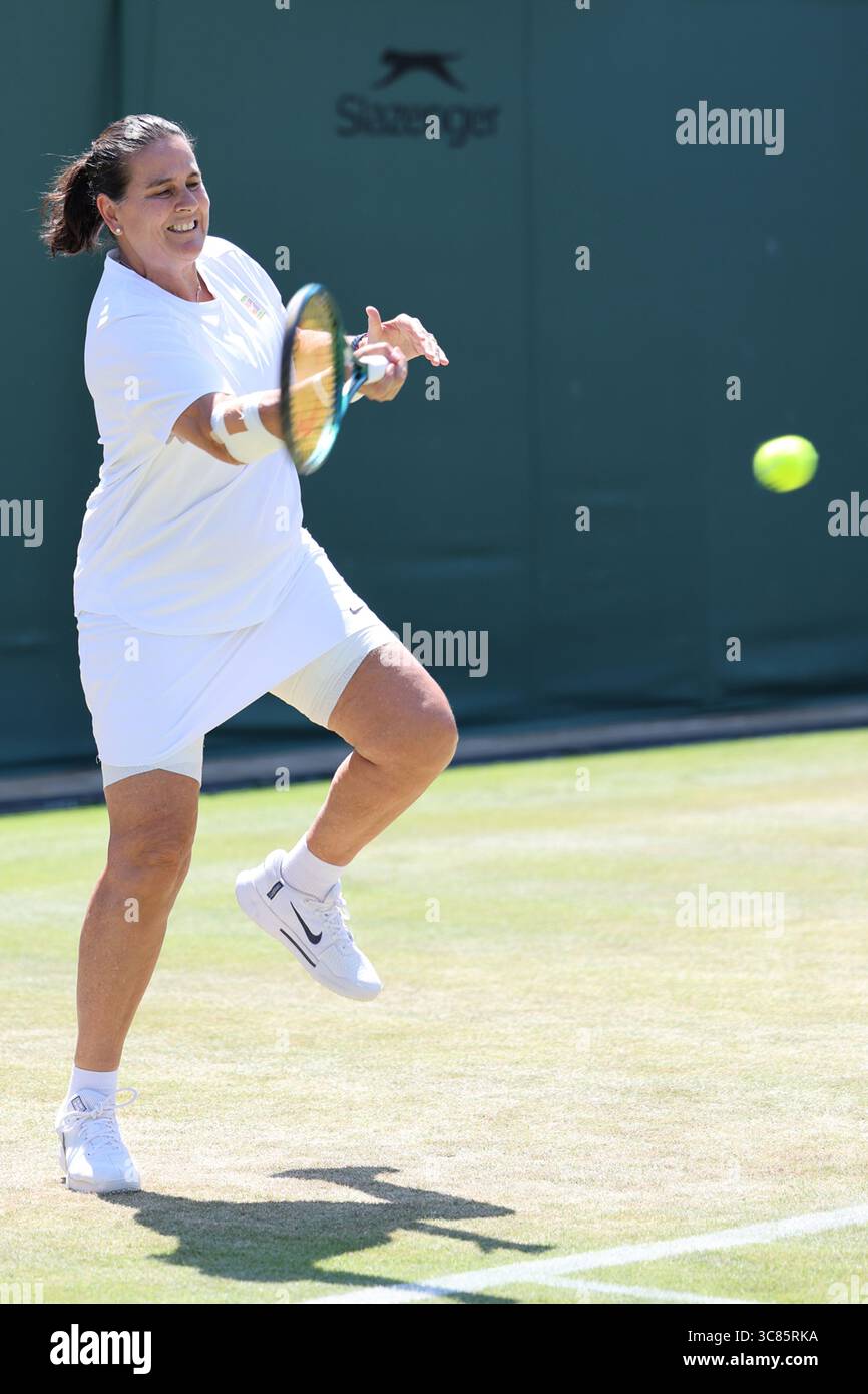 Conchita Martinez of Spain in the Mixed Invitation Doubles tennis Wimbledon championships 2025 Stock Photo