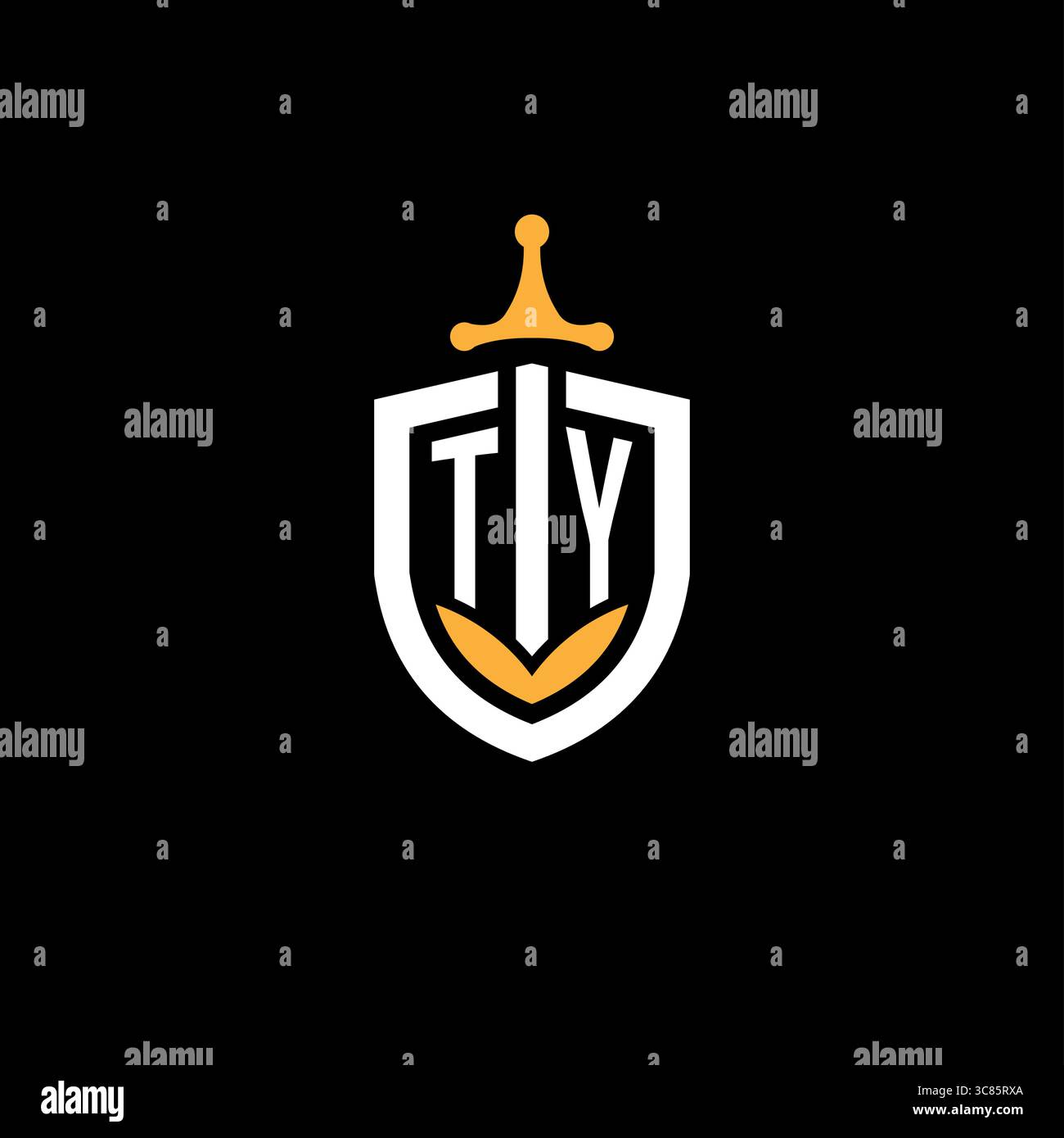 Creative letter TY logo gaming esport with shield vector graphic Stock Vector