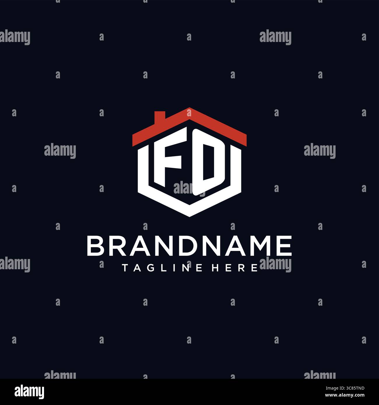 Initial letter FO logo with home roof hexagon shape design ideas vector ...