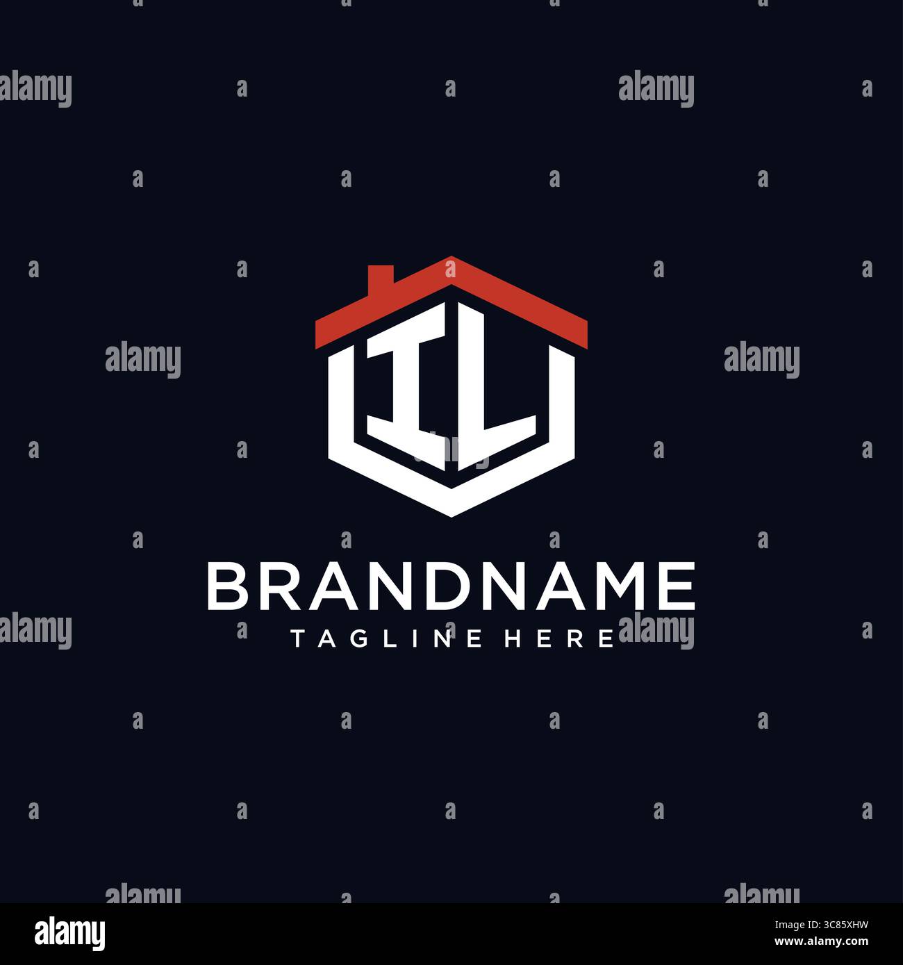 Initial letter IL logo with home roof hexagon shape design ideas vector graphic vector graphic Stock Vector