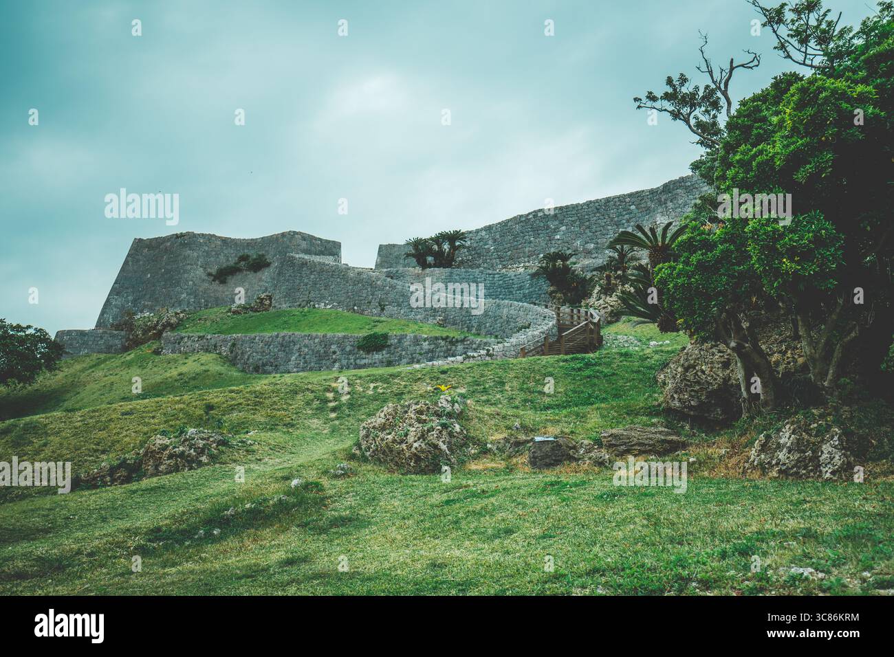Taken at Nakijin Castle Ruins (今帰仁城跡, Nakijin Gusuku) in northern Okinawa. Stock Photo