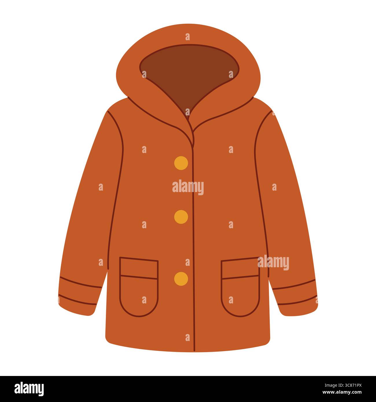 Warm jacket with hood. Hand-drawn. Flat vector illustration. Stock Vector