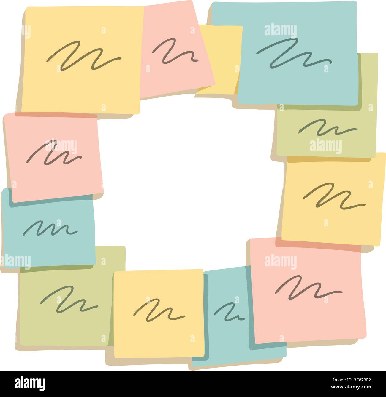 A vector illustration of multiple colorful sticky notes arranged in a ...