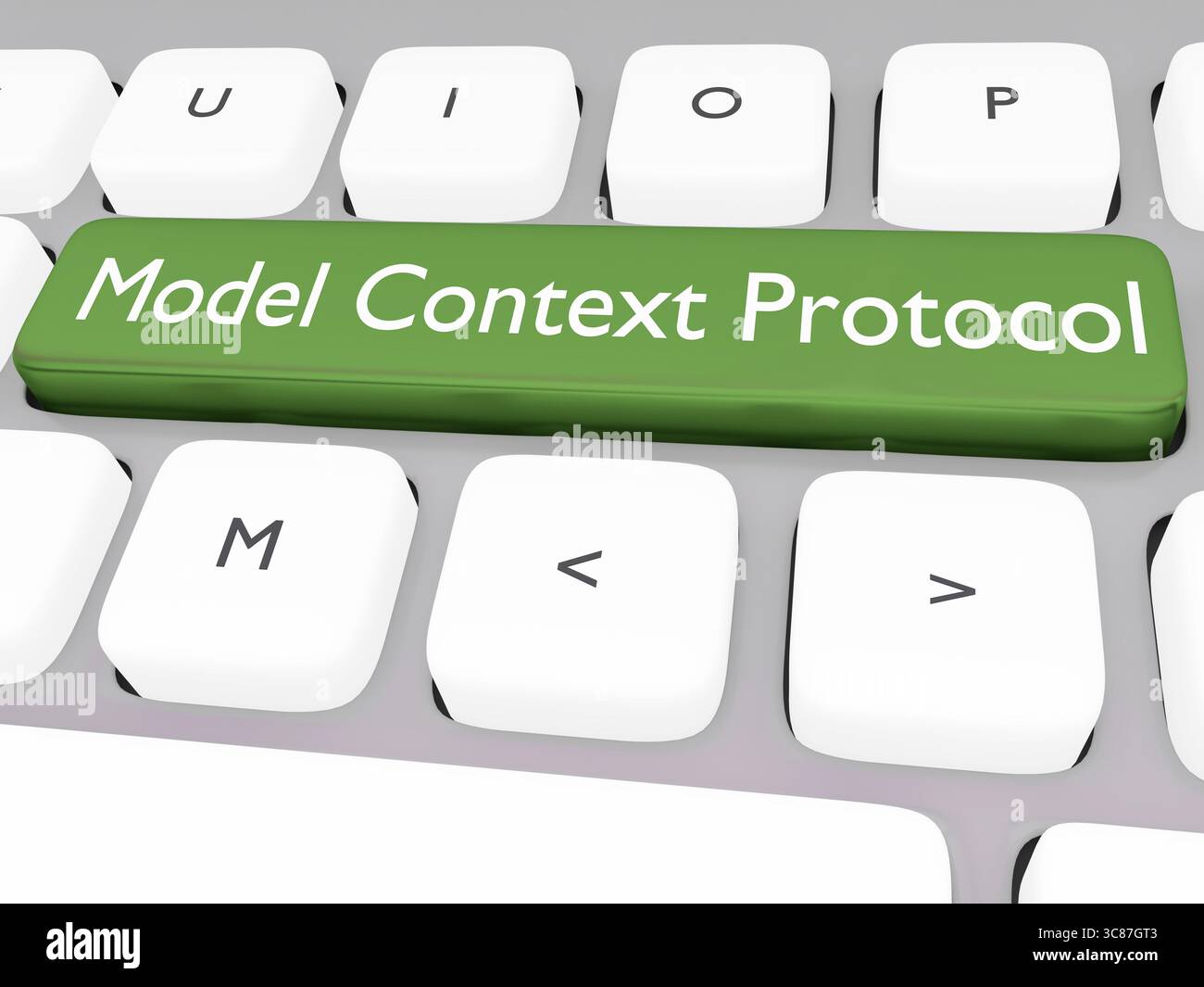 3D illustration of computer keyboard with the script Model Context ...