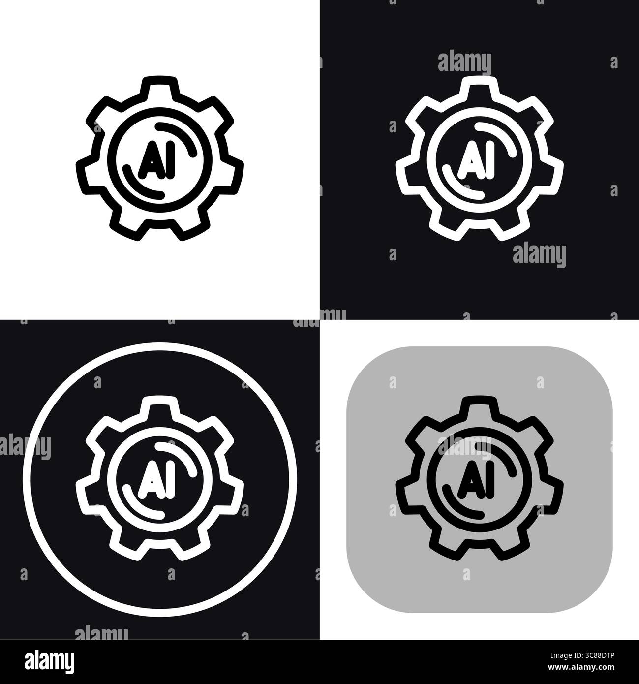 This versatile icon represents artificial intelligence settings. Perfect for apps, websites, or presentations related to AI technology. A clean and mo Stock Vector