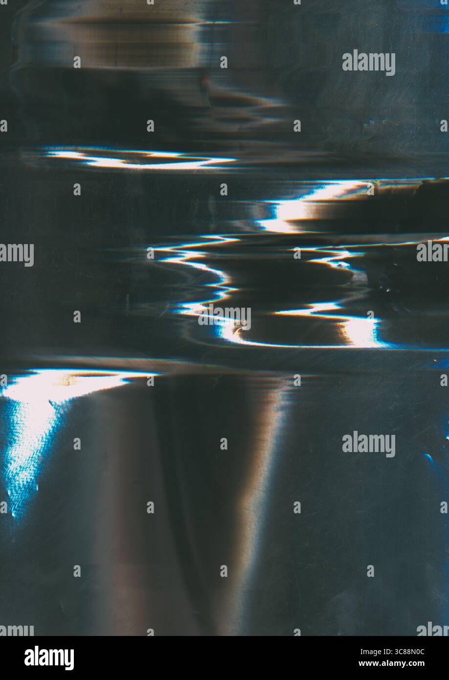 Distorted Color:black Glitch background. Wave distortion screen. Fragmented light lens ...