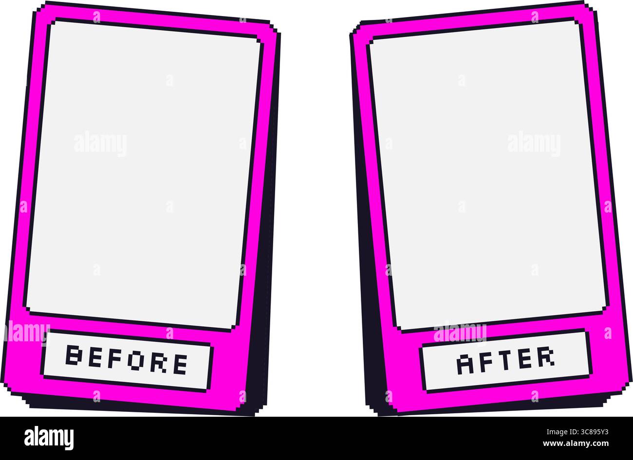 Before and after pixel game template. Rectangle frames for photo ...