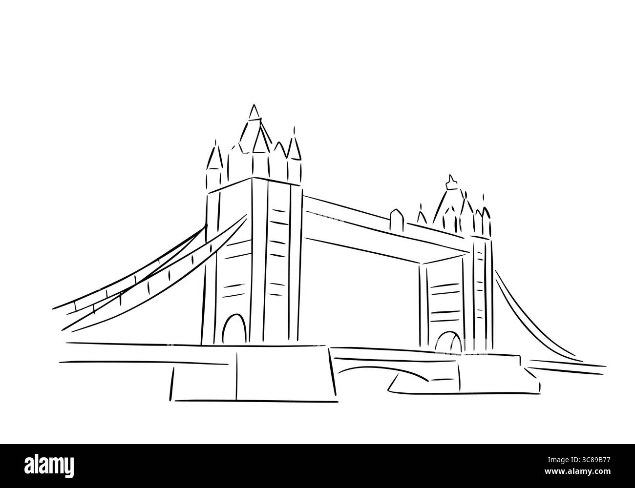 Tower Bridge in London sketch, video clip with alpha channel. Stock Vector