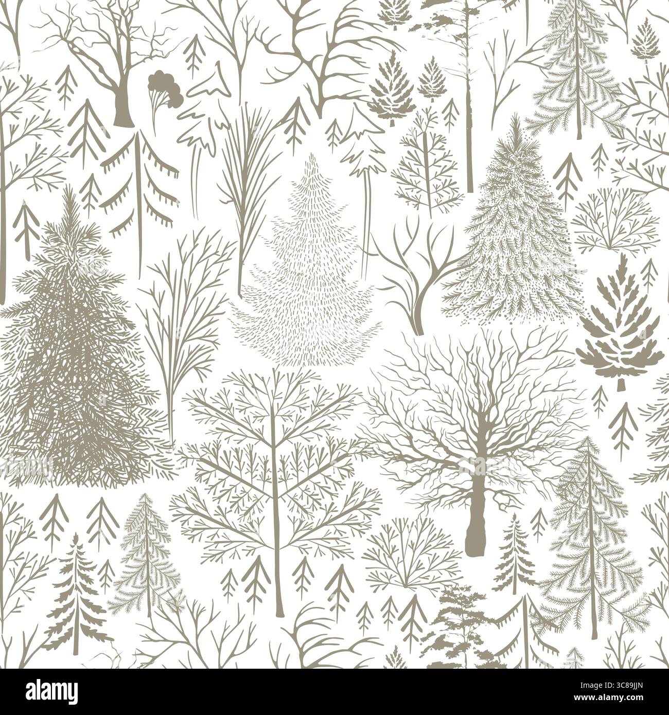 Seamless forest background. hand drawing. Not AI Vector illustration Stock Vector