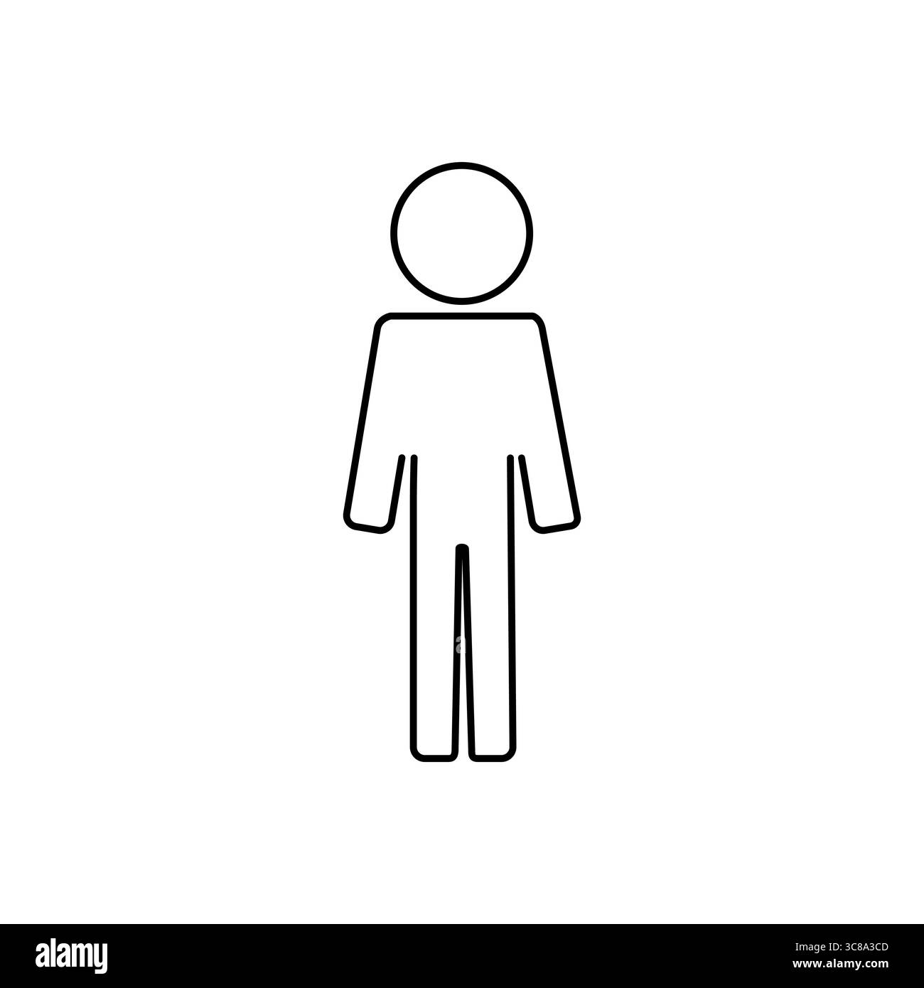 Minimalist stick figure icon representing person outline in black and ...