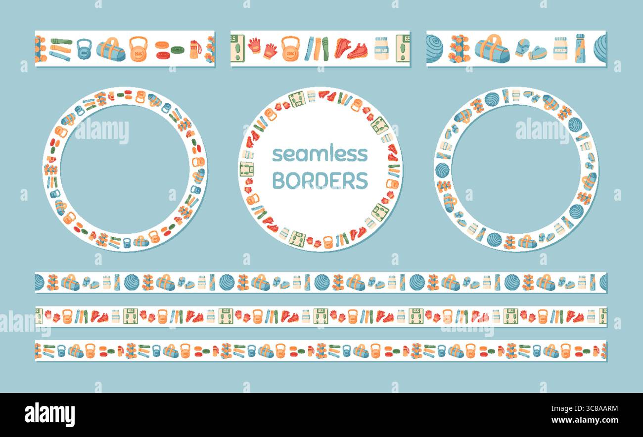 Colorful Seamless Sport Border Pattern Stock Vector