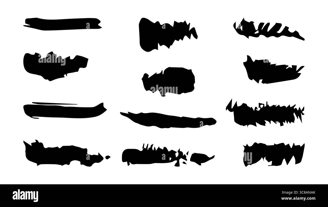 Brushes and elements for notes highlighting text. Vector illustration. Stock Vector