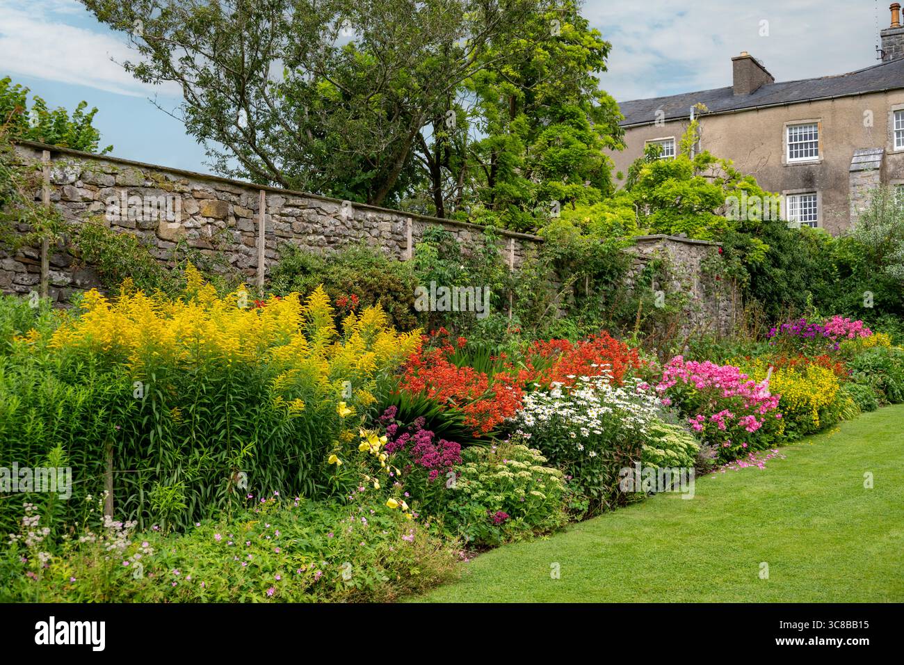 Herbaceous Border Garden, Leighton Hall, Carnforth, Lancashire, England Stock Photo
