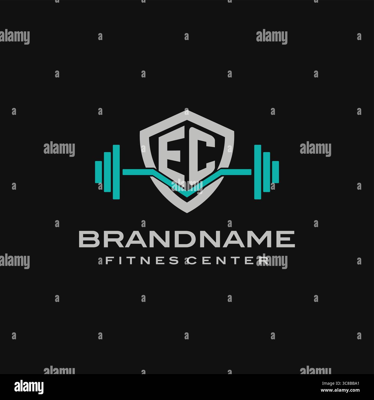 Creative letter EC logo design for gym or fitness vector graphic Stock Vector