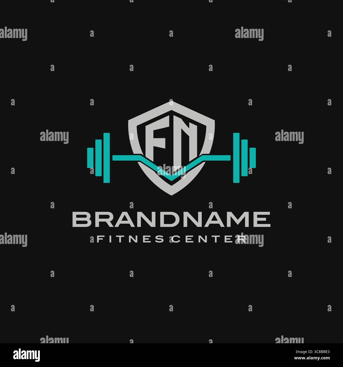 Creative letter FN logo design for gym or fitness vector graphic Stock Vector