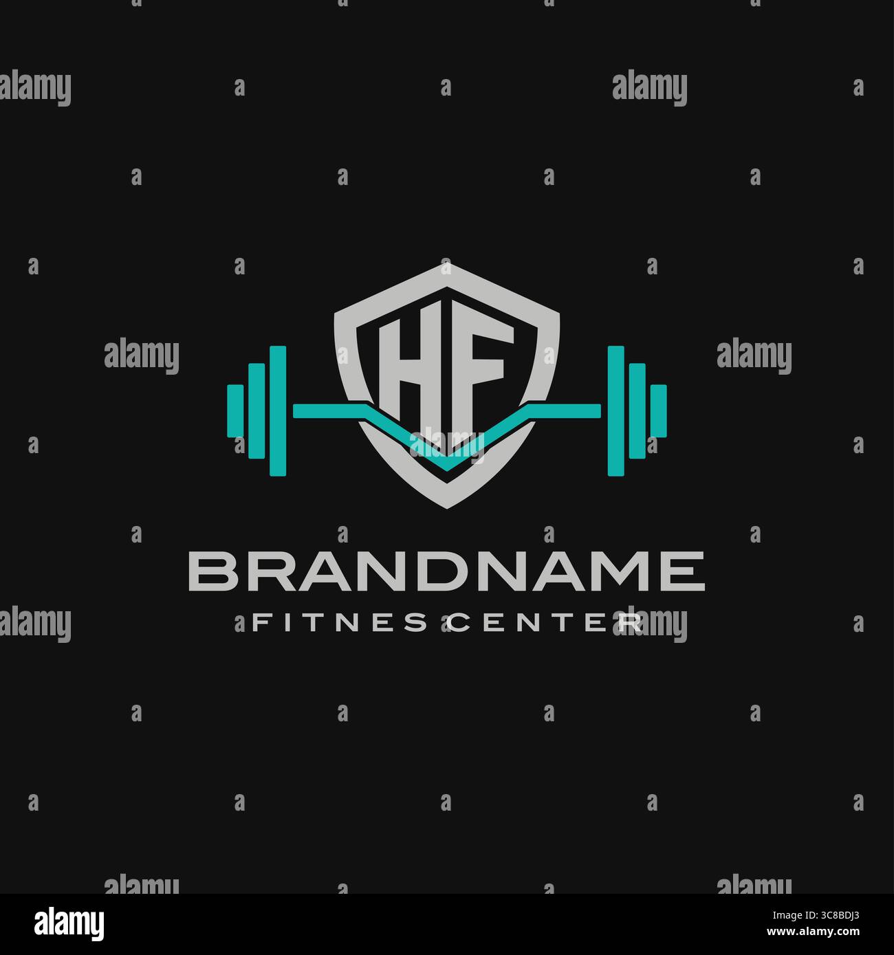 Creative letter HF logo design for gym or fitness vector graphic Stock Vector