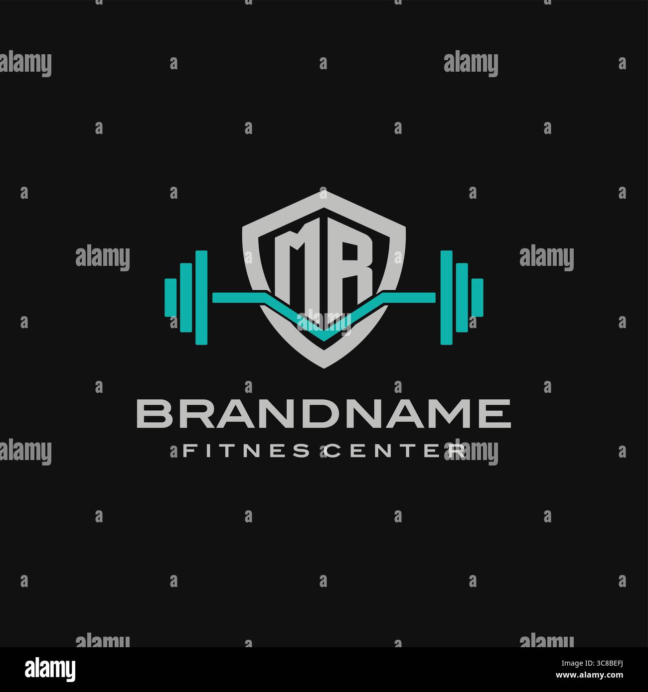 Creative letter MR logo design for gym or fitness vector graphic Stock Vector